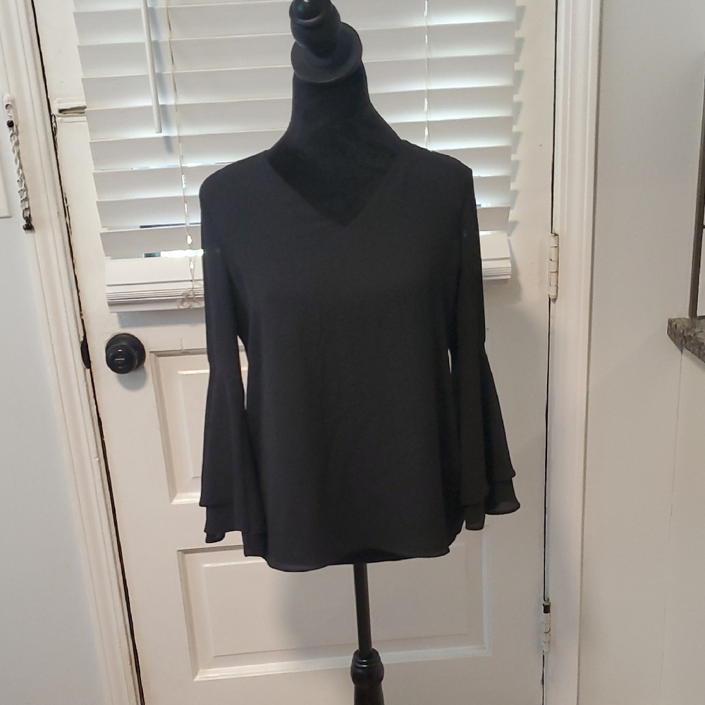 Alfani Black Flared Sleeve Blouse